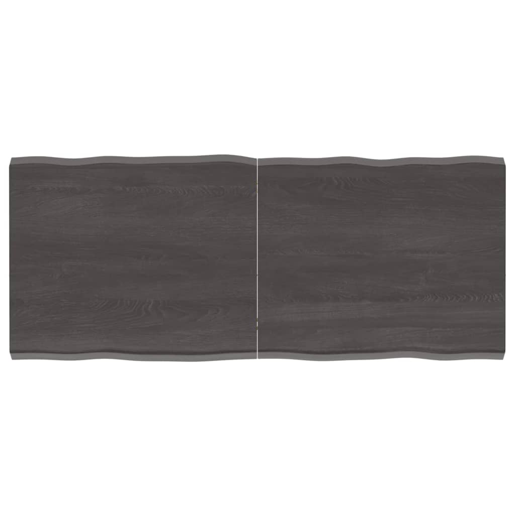 Trendy Tafelblad natuurlijke rand 120x50x(2-4)cm eikenhout donkerbruin Tafelbladen | Creëer jouw Trendy Thuis | Gratis bezorgd & Retour | Trendy.nl