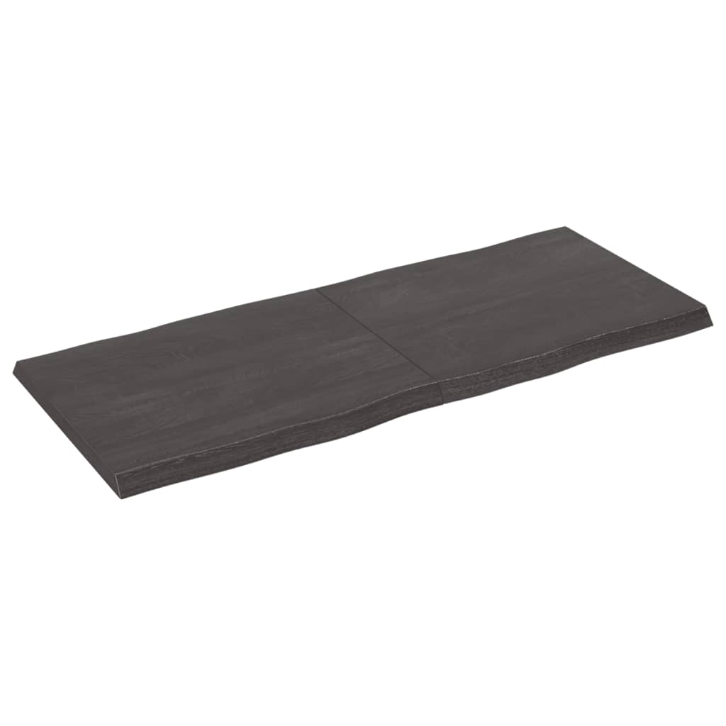 Trendy Tafelblad natuurlijke rand 120x50x(2-4)cm eikenhout donkerbruin Tafelbladen | Creëer jouw Trendy Thuis | Gratis bezorgd & Retour | Trendy.nl