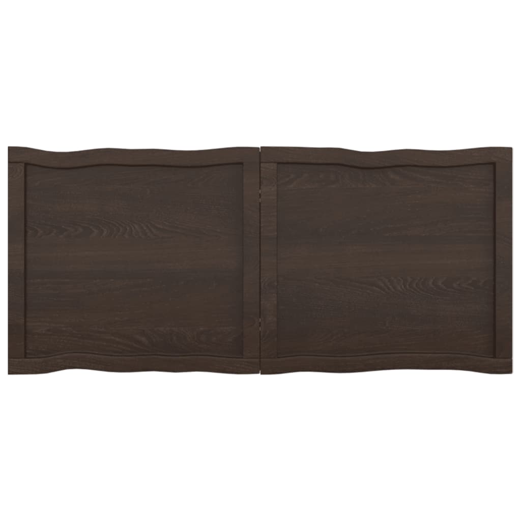 Trendy Tafelblad natuurlijke rand 120x50x(2-4)cm eikenhout donkerbruin Tafelbladen | Creëer jouw Trendy Thuis | Gratis bezorgd & Retour | Trendy.nl