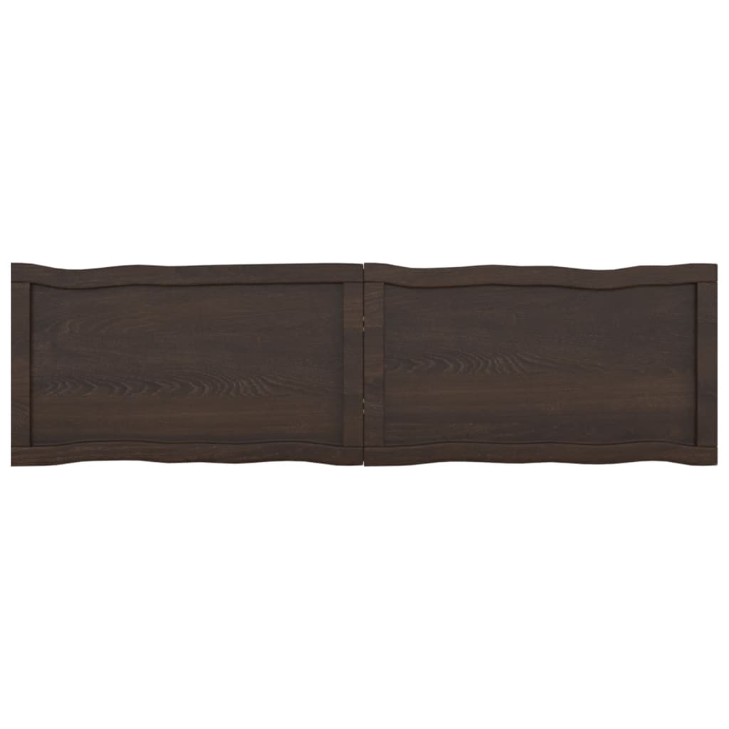 Trendy Tafelblad natuurlijke rand 140x40x(2-4)cm eikenhout donkerbruin Tafelbladen | Creëer jouw Trendy Thuis | Gratis bezorgd & Retour | Trendy.nl