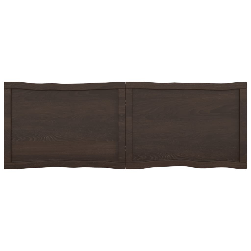 Trendy Tafelblad natuurlijke rand 140x50x(2-4)cm eikenhout donkerbruin Tafelbladen | Creëer jouw Trendy Thuis | Gratis bezorgd & Retour | Trendy.nl