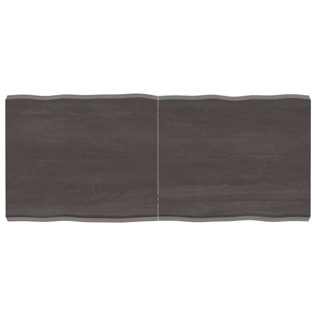 Trendy Tafelblad natuurlijke rand 140x60x(2-6)cm eikenhout donkerbruin Tafelbladen | Creëer jouw Trendy Thuis | Gratis bezorgd & Retour | Trendy.nl