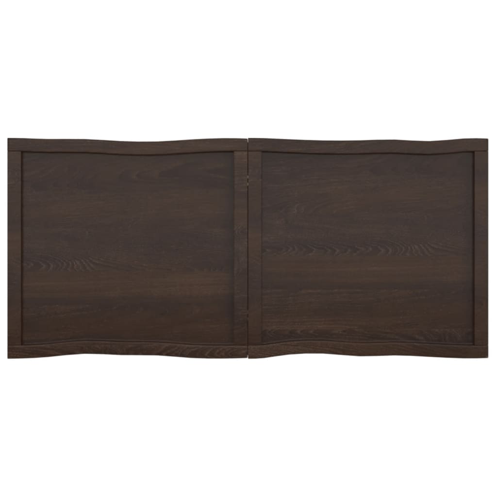 Trendy Tafelblad natuurlijke rand 140x60x(2-6)cm eikenhout donkerbruin Tafelbladen | Creëer jouw Trendy Thuis | Gratis bezorgd & Retour | Trendy.nl