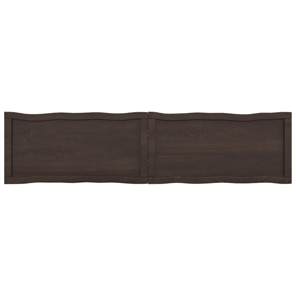 Trendy tafelblad natuurlijke rand 160x40x(2-6)cm eikenhout donkerbruin Tafelbladen | Creëer jouw Trendy Thuis | Gratis bezorgd & Retour | Trendy.nl