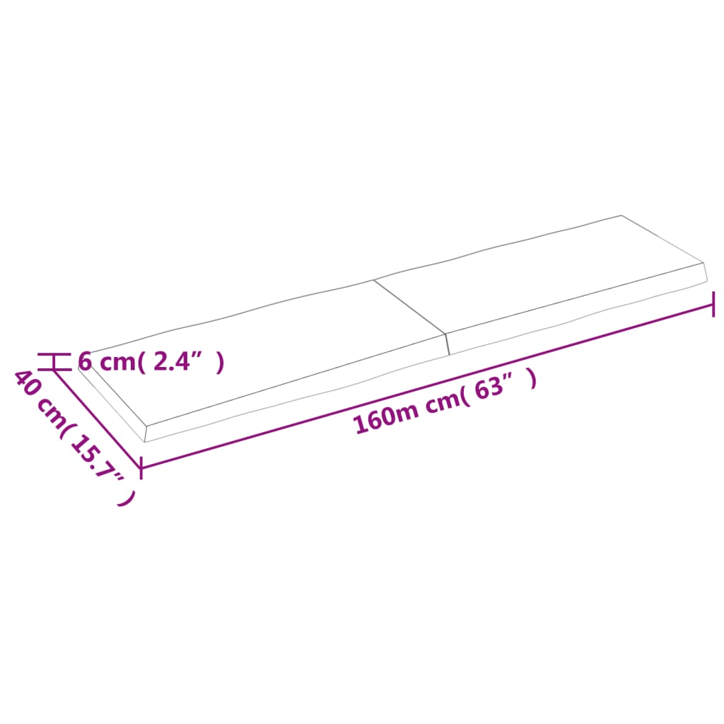 Trendy tafelblad natuurlijke rand 160x40x(2-6)cm eikenhout donkerbruin Tafelbladen | Creëer jouw Trendy Thuis | Gratis bezorgd & Retour | Trendy.nl