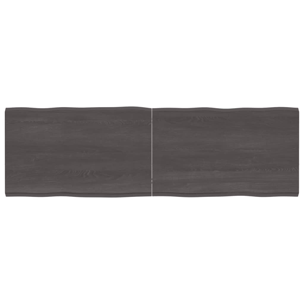 Trendy Tafelblad natuurlijke rand 160x50x(2-4)cm eikenhout donkerbruin Tafelbladen | Creëer jouw Trendy Thuis | Gratis bezorgd & Retour | Trendy.nl