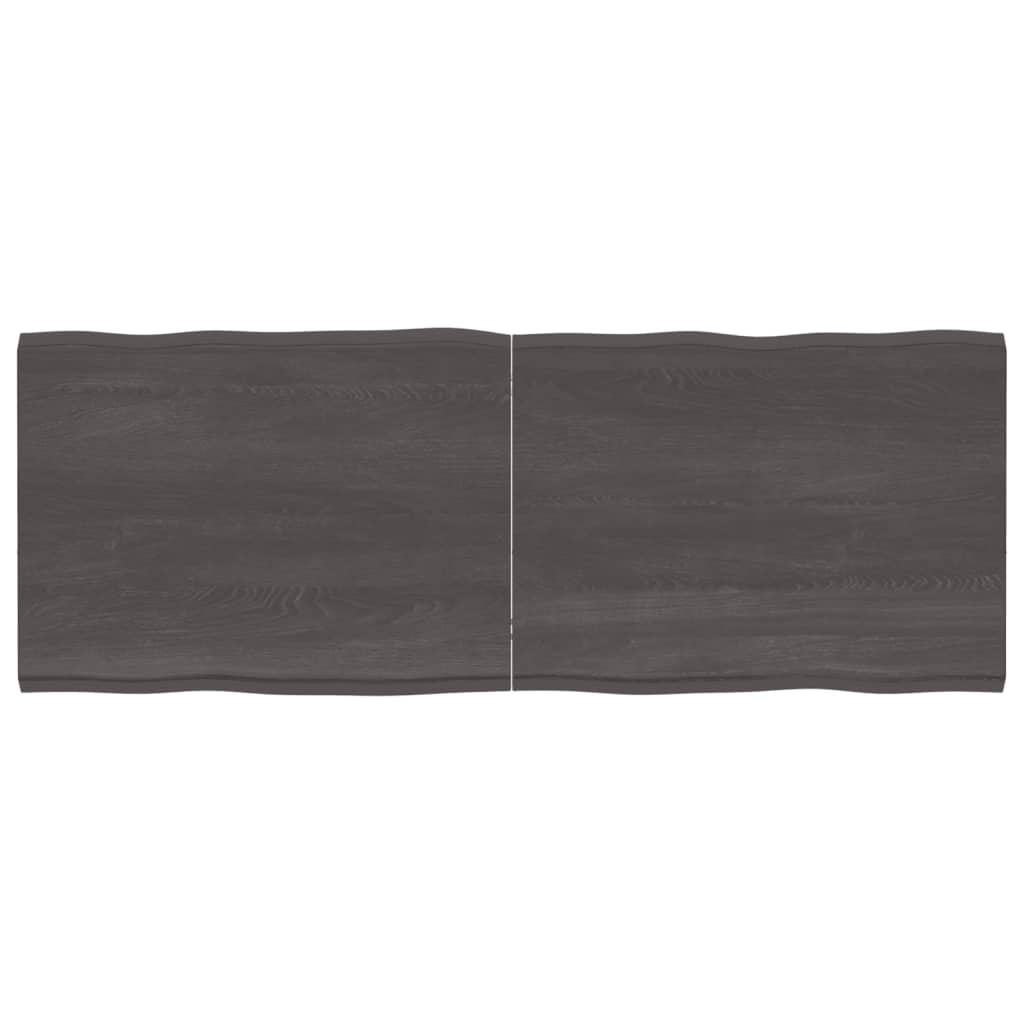 Trendy Tafelblad natuurlijke rand 160x60x(2-4)cm eikenhout donkerbruin Tafelbladen | Creëer jouw Trendy Thuis | Gratis bezorgd & Retour | Trendy.nl