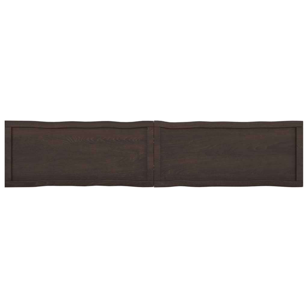 Trendy Tafelblad natuurlijke rand 180x40x(2-6)cm eikenhout donkerbruin Tafelbladen | Creëer jouw Trendy Thuis | Gratis bezorgd & Retour | Trendy.nl