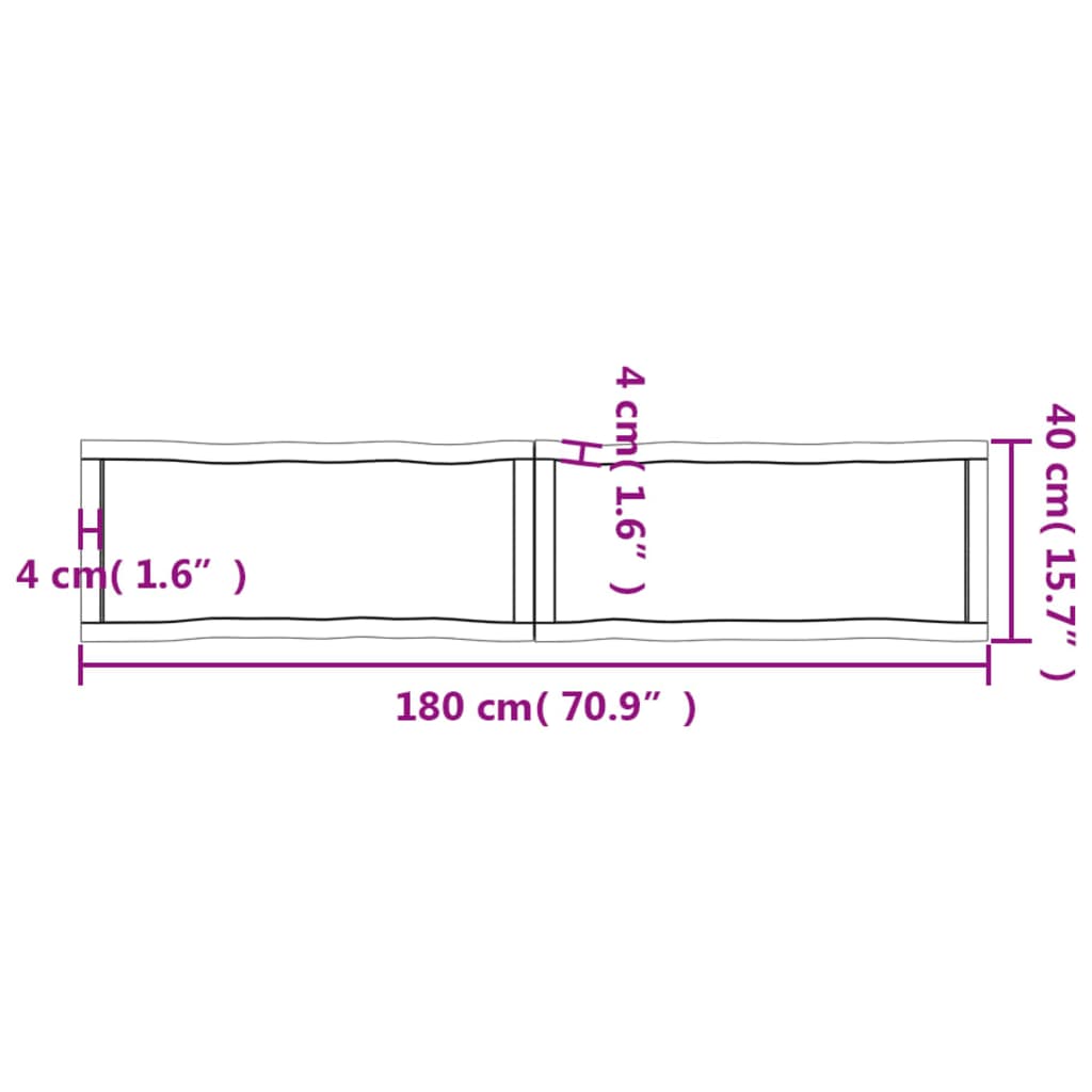 Trendy Tafelblad natuurlijke rand 180x40x(2-6)cm eikenhout donkerbruin Tafelbladen | Creëer jouw Trendy Thuis | Gratis bezorgd & Retour | Trendy.nl