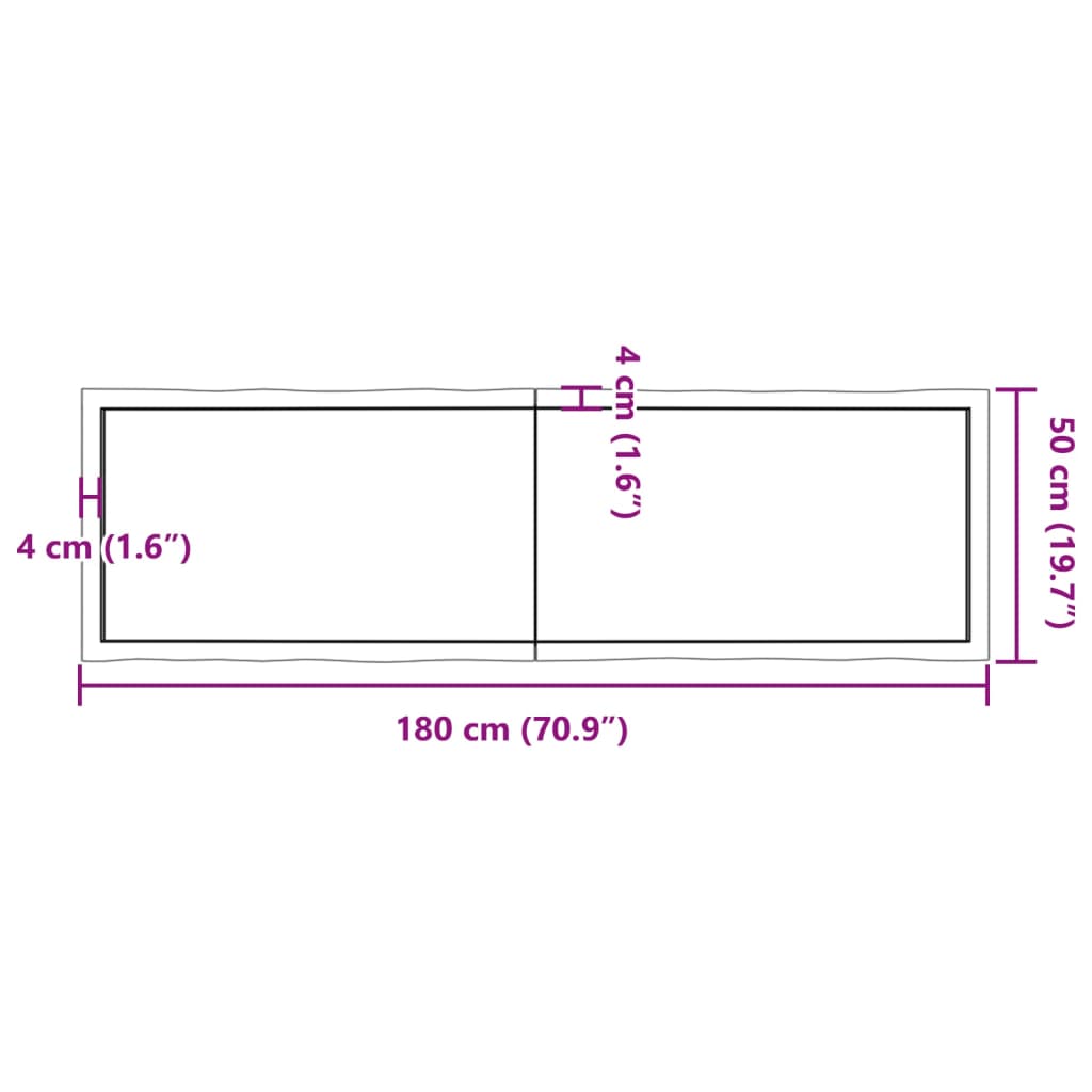 Trendy Tafelblad natuurlijke rand 180x50x(2-4)cm eikenhout donkerbruin Tafelbladen | Creëer jouw Trendy Thuis | Gratis bezorgd & Retour | Trendy.nl