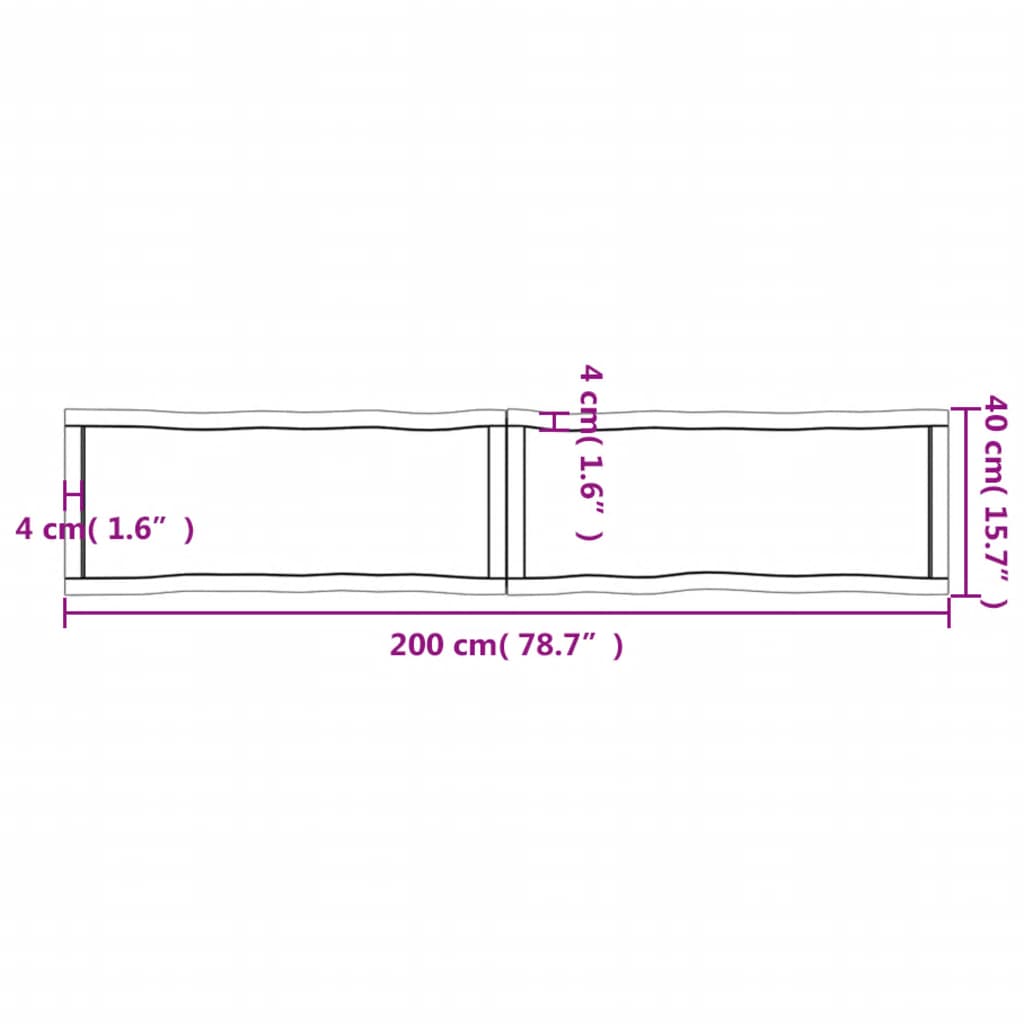 Tafelblad natuurlijke rand 200x40x(2-6)cm eikenhout donkerbruin Tafelbladen | Creëer jouw Trendy Thuis | Gratis bezorgd & Retour | Trendy.nl