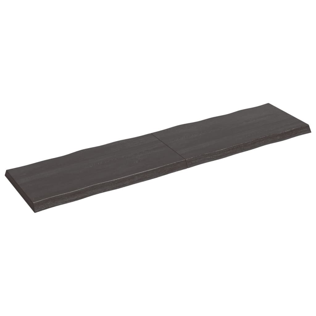 Tafelblad natuurlijke rand 200x50x(2-6)cm eikenhout donkerbruin van Trendy Tafelbladen | Creëer jouw Trendy Thuis | Gratis bezorgd & Retour | Trendy.nl