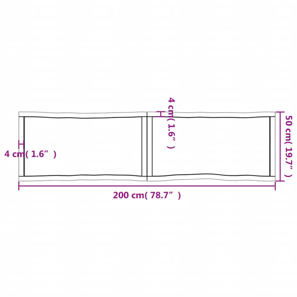 Tafelblad natuurlijke rand 200x50x(2-6)cm eikenhout donkerbruin van Trendy Tafelbladen | Creëer jouw Trendy Thuis | Gratis bezorgd & Retour | Trendy.nl