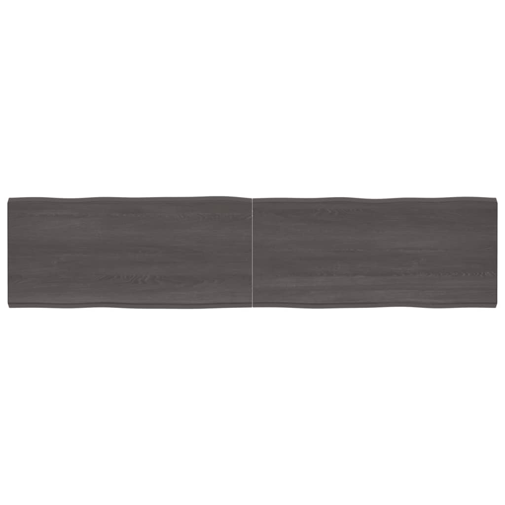 Trendy Tafelblad natuurlijke rand 220x50x(2-4)cm eikenhout donkerbruin Tafelbladen | Creëer jouw Trendy Thuis | Gratis bezorgd & Retour | Trendy.nl