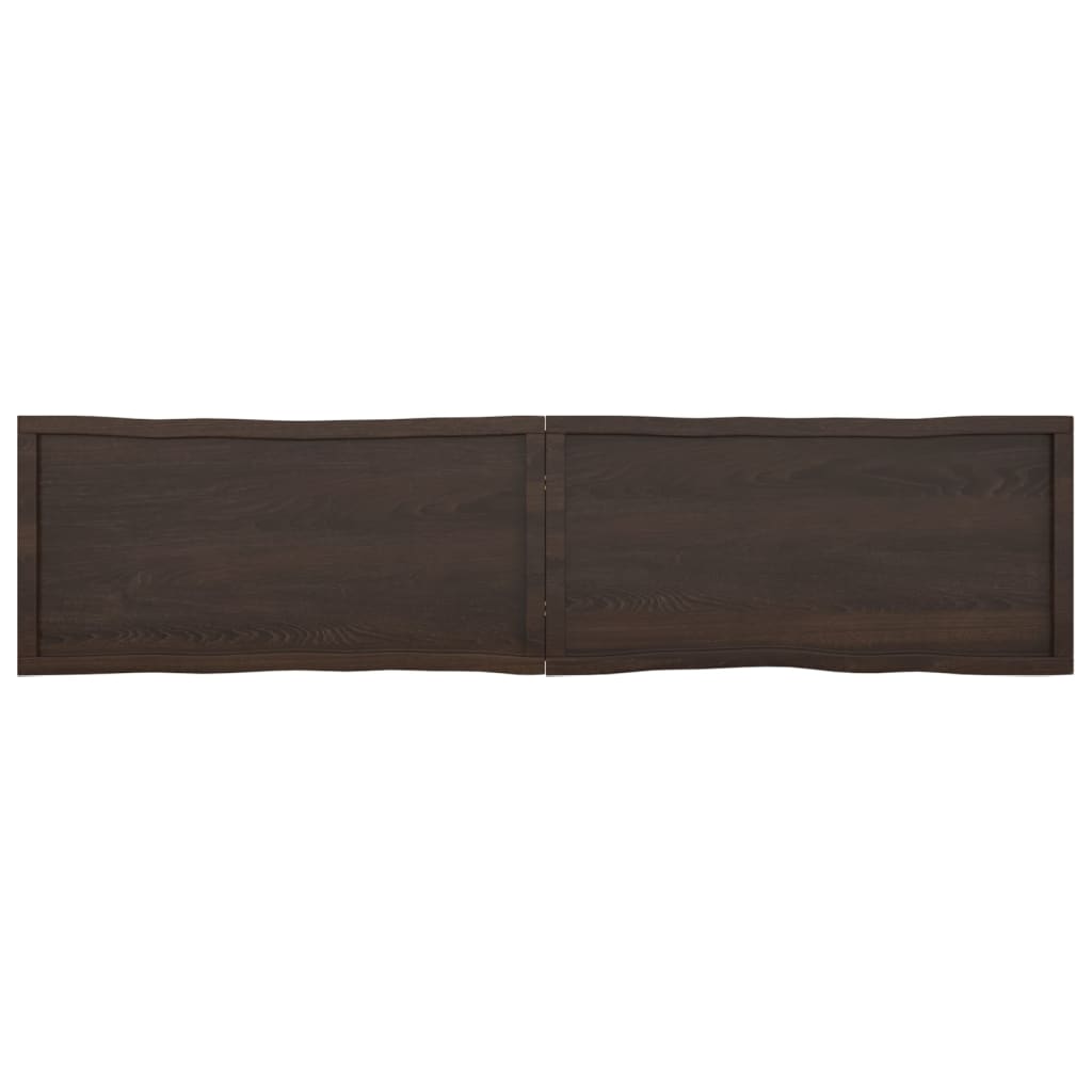 Trendy Tafelblad natuurlijke rand 220x50x(2-4)cm eikenhout donkerbruin Tafelbladen | Creëer jouw Trendy Thuis | Gratis bezorgd & Retour | Trendy.nl