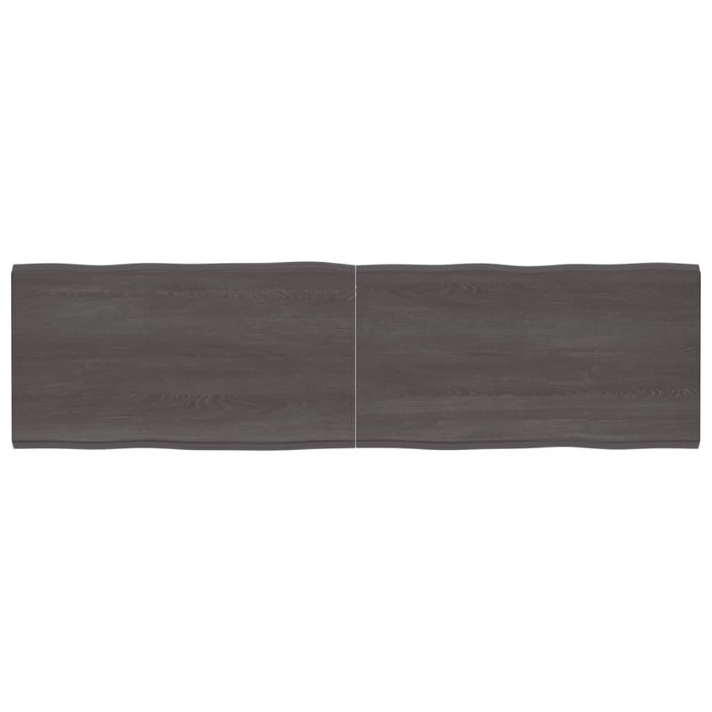 Trendy Tafelblad natuurlijke rand 220x60x(2-4)cm eikenhout donkerbruin Tafelbladen | Creëer jouw Trendy Thuis | Gratis bezorgd & Retour | Trendy.nl