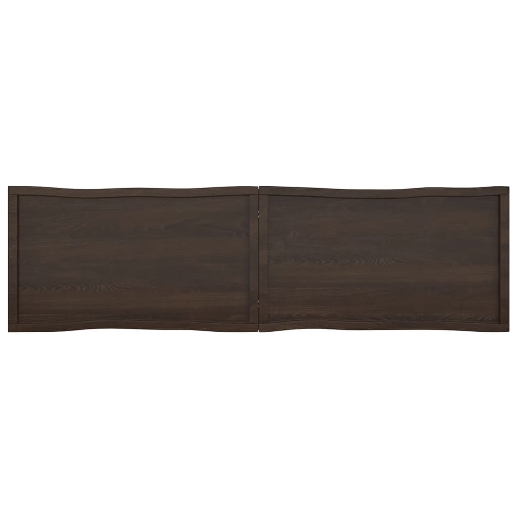 Trendy Tafelblad natuurlijke rand 220x60x(2-4)cm eikenhout donkerbruin Tafelbladen | Creëer jouw Trendy Thuis | Gratis bezorgd & Retour | Trendy.nl