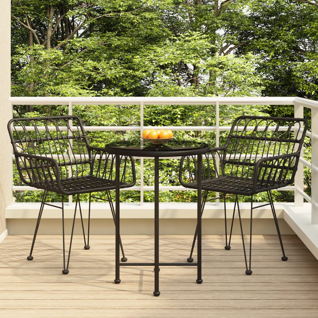 3-delige Tuinset poly rattan zwart Tuinsets | Creëer jouw Trendy Thuis | Gratis bezorgd & Retour | Trendy.nl