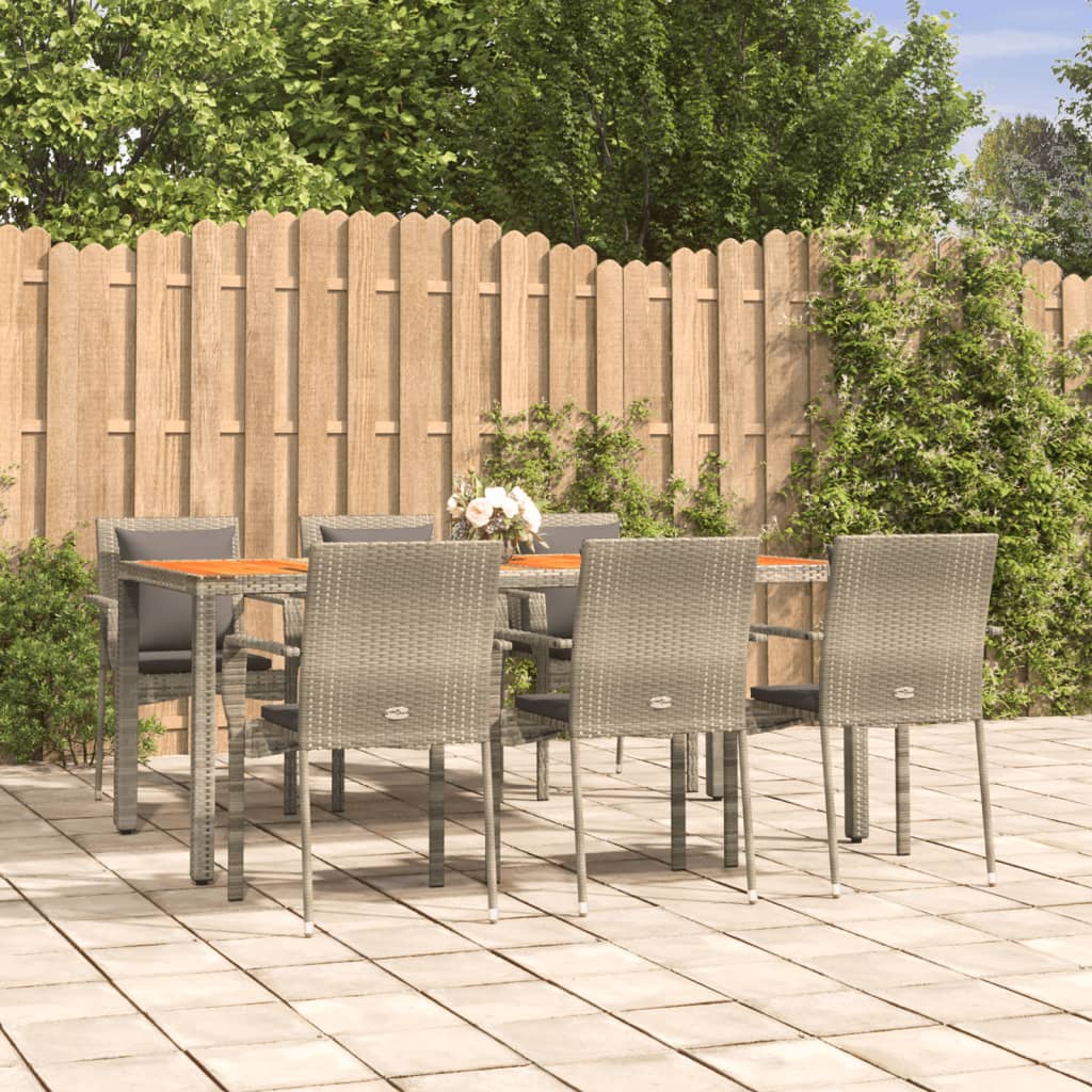 7-delige Tuinset met kussens poly rattan grijs Tuinsets | Creëer jouw Trendy Thuis | Gratis bezorgd & Retour | Trendy.nl