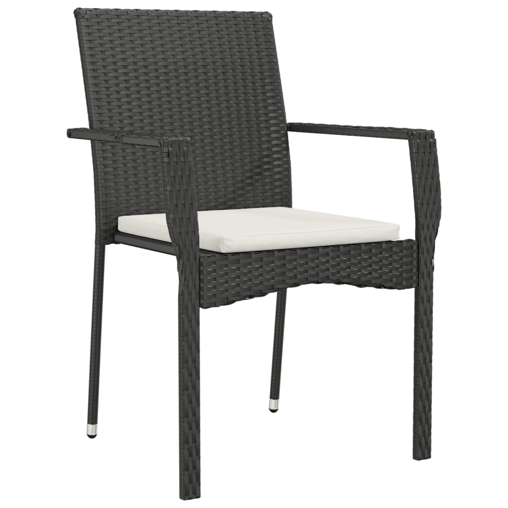 3-delige Tuinset met kussens poly rattan zwart Tuinsets | Creëer jouw Trendy Thuis | Gratis bezorgd & Retour | Trendy.nl