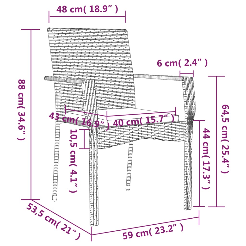 3-delige Tuinset met kussens poly rattan zwart Tuinsets | Creëer jouw Trendy Thuis | Gratis bezorgd & Retour | Trendy.nl