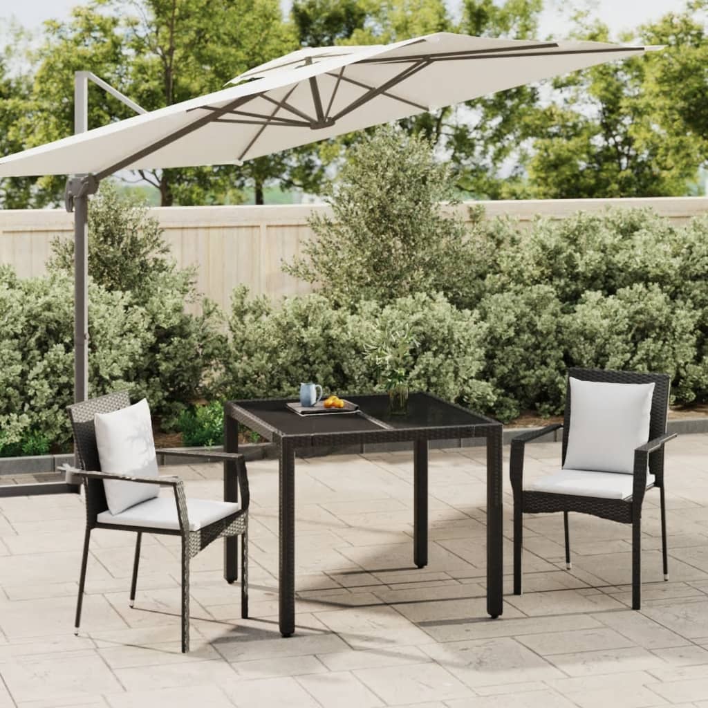 3-delige Tuinset met kussens poly rattan zwart Tuinsets | Creëer jouw Trendy Thuis | Gratis bezorgd & Retour | Trendy.nl