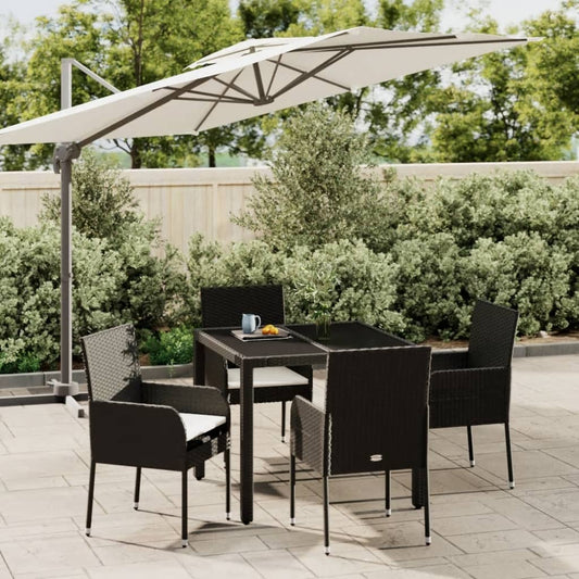 5-delige Tuinset met kussens poly rattan zwart Tuinsets | Creëer jouw Trendy Thuis | Gratis bezorgd & Retour | Trendy.nl