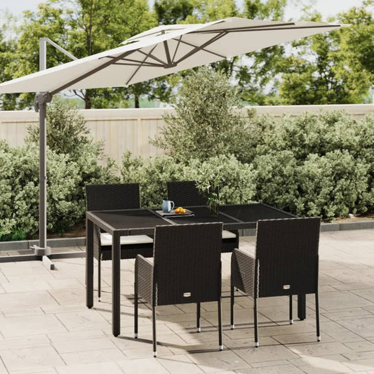 5-delige Tuinset met kussens poly rattan zwart Tuinsets | Creëer jouw Trendy Thuis | Gratis bezorgd & Retour | Trendy.nl