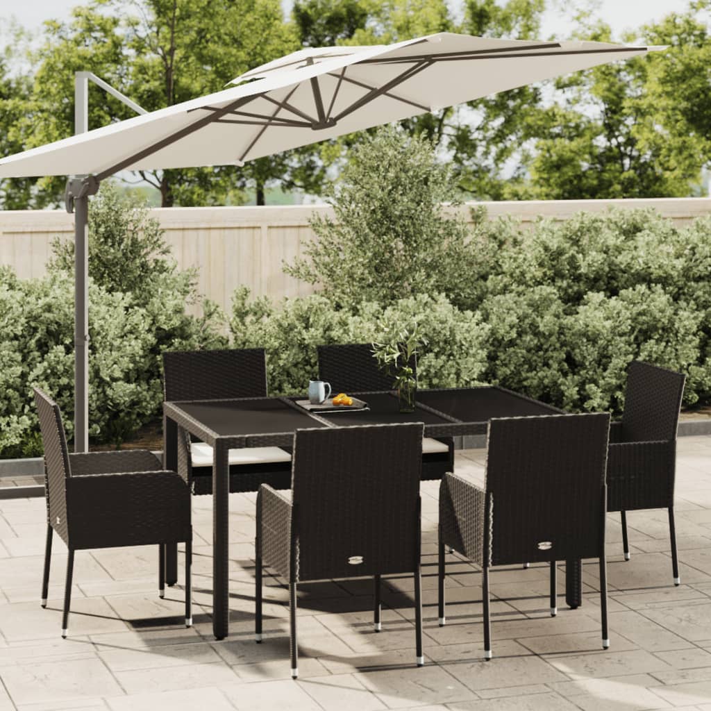 7-delige Tuinset met kussens poly rattan zwart Tuinsets | Creëer jouw Trendy Thuis | Gratis bezorgd & Retour | Trendy.nl