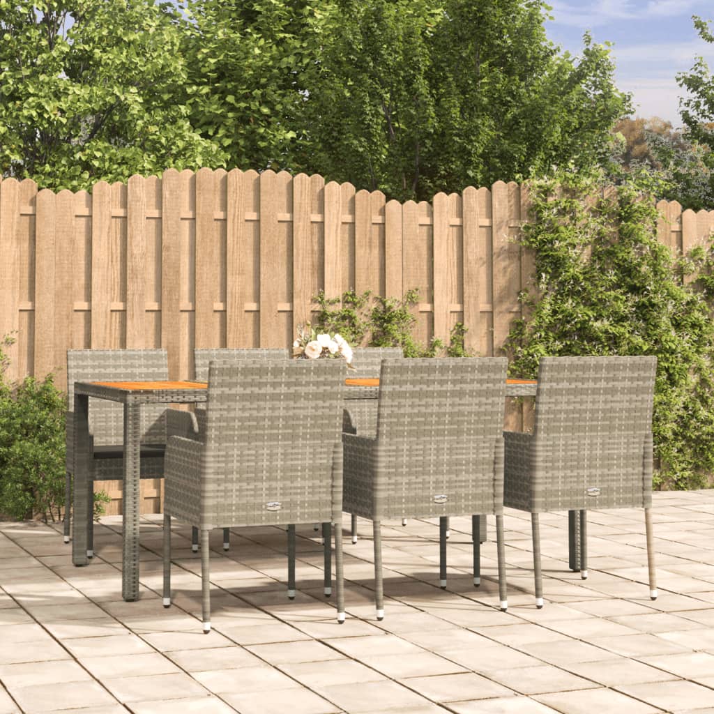 7-delige Tuinset met kussens poly rattan grijs Tuinsets | Creëer jouw Trendy Thuis | Gratis bezorgd & Retour | Trendy.nl