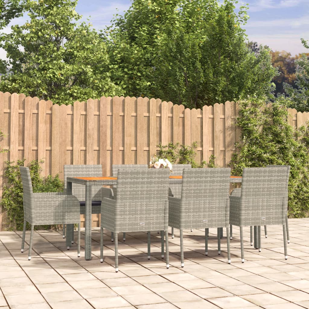 9-delige Tuinset met kussens poly rattan grijs Tuinsets | Creëer jouw Trendy Thuis | Gratis bezorgd & Retour | Trendy.nl