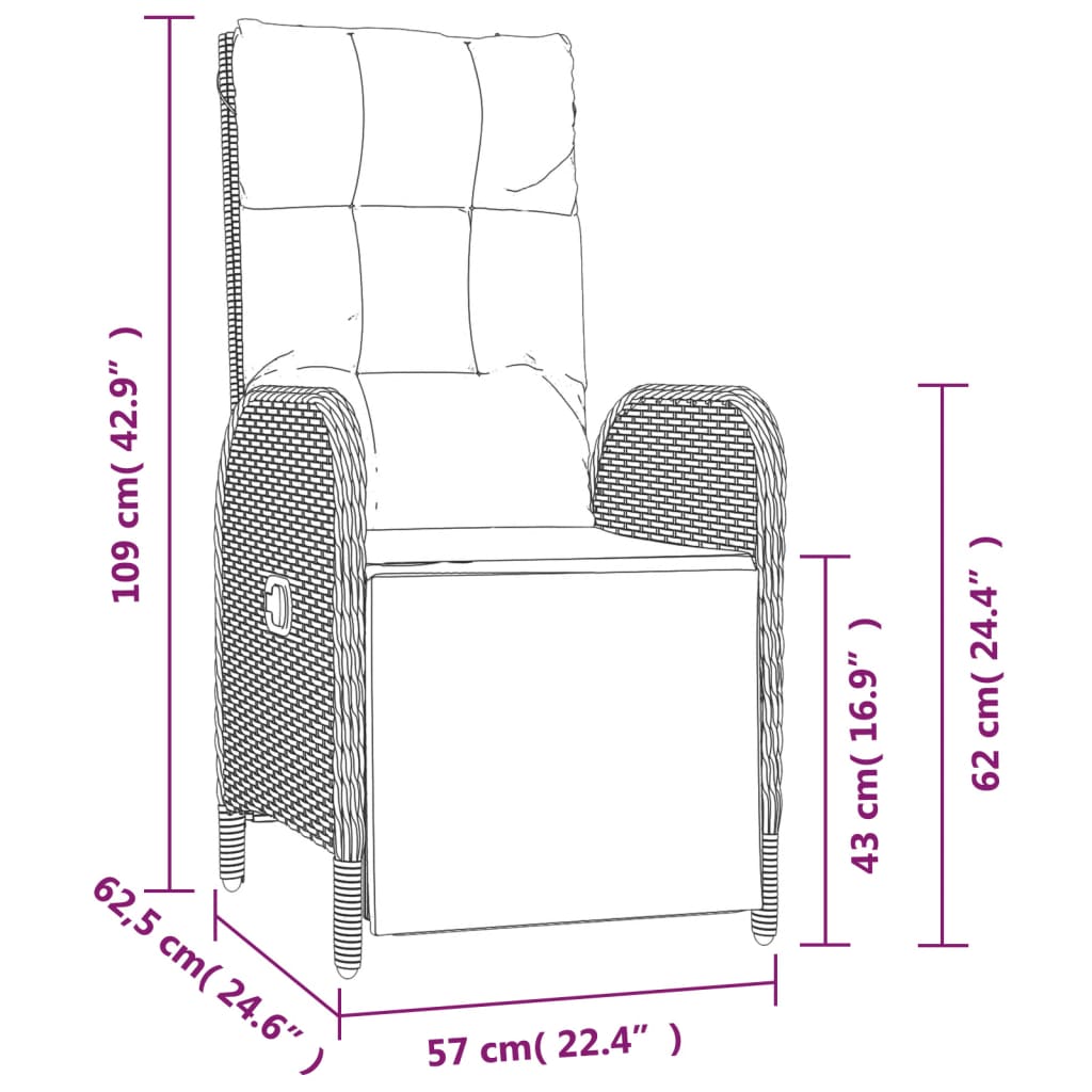 3-delige Tuinset met kussens poly rattan grijs Tuinsets | Creëer jouw Trendy Thuis | Gratis bezorgd & Retour | Trendy.nl