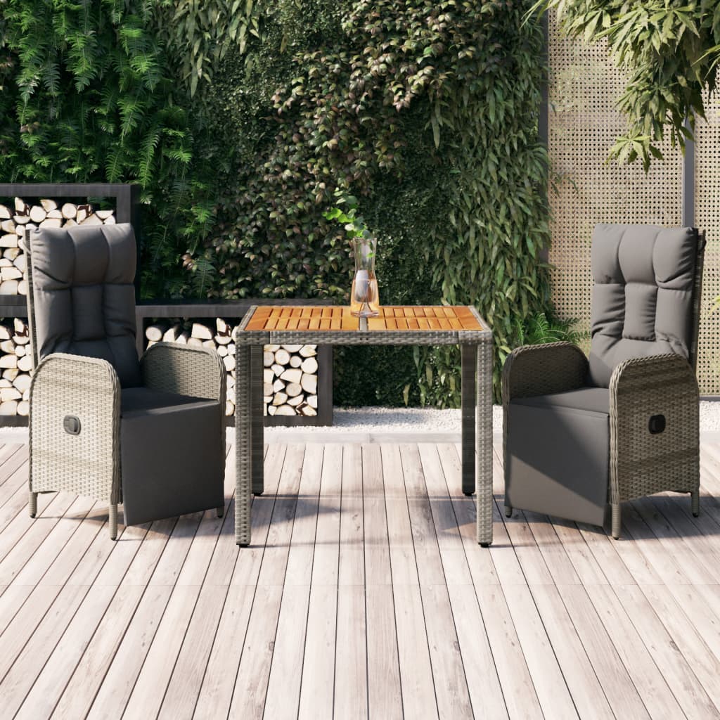 3-delige Tuinset met kussens poly rattan grijs Tuinsets | Creëer jouw Trendy Thuis | Gratis bezorgd & Retour | Trendy.nl