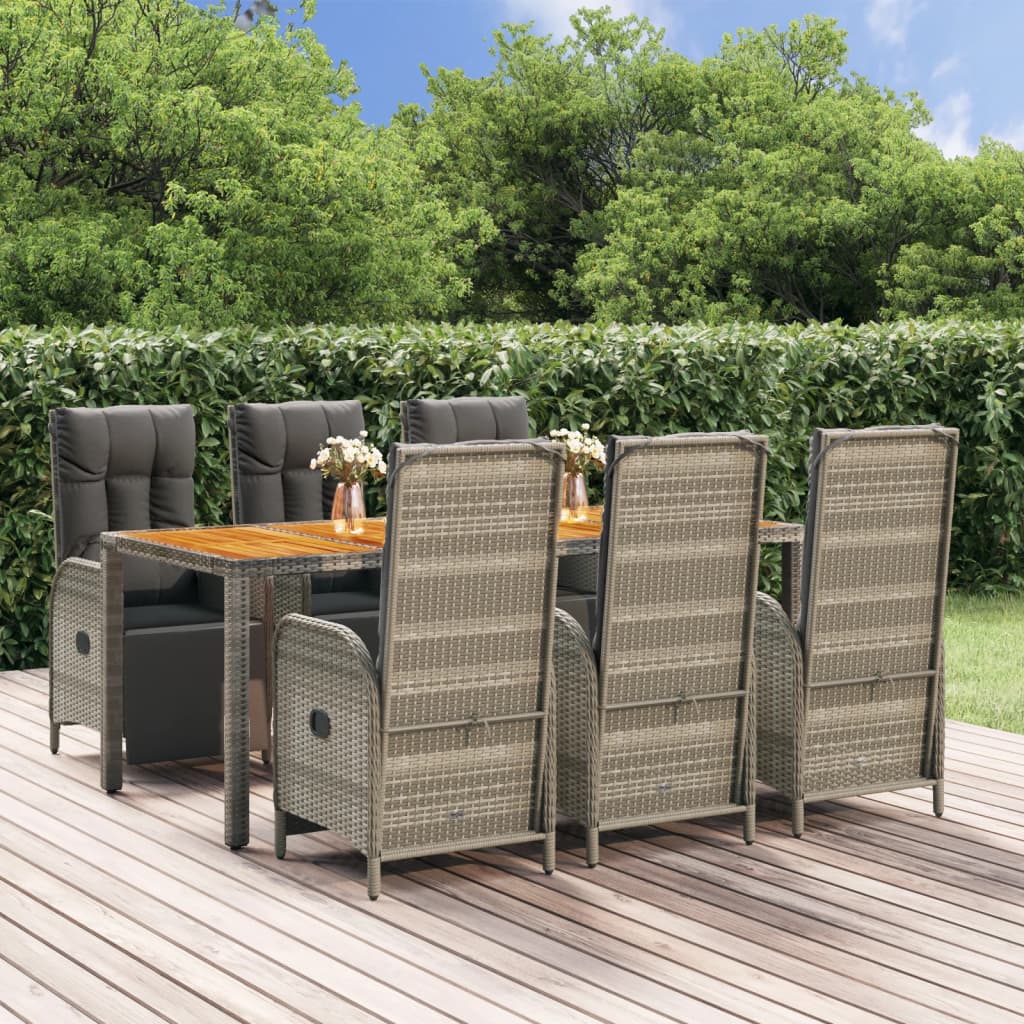 7-delige Tuinset met kussens poly rattan grijs Tuinsets | Creëer jouw Trendy Thuis | Gratis bezorgd & Retour | Trendy.nl