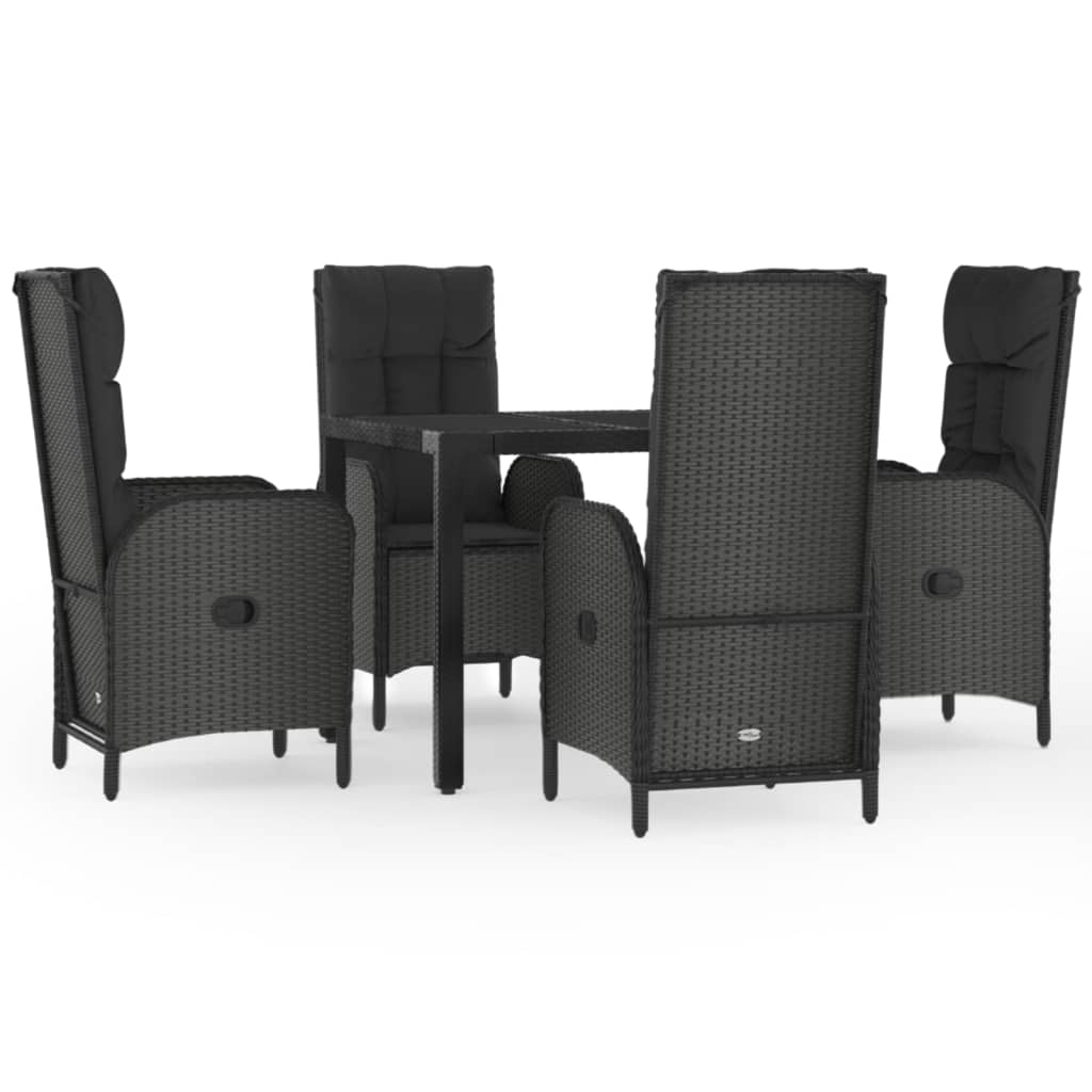 5-delige Tuinset met kussens poly rattan zwart Tuinsets | Creëer jouw Trendy Thuis | Gratis bezorgd & Retour | Trendy.nl