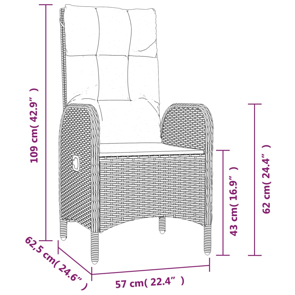 5-delige Tuinset met kussens poly rattan zwart Tuinsets | Creëer jouw Trendy Thuis | Gratis bezorgd & Retour | Trendy.nl