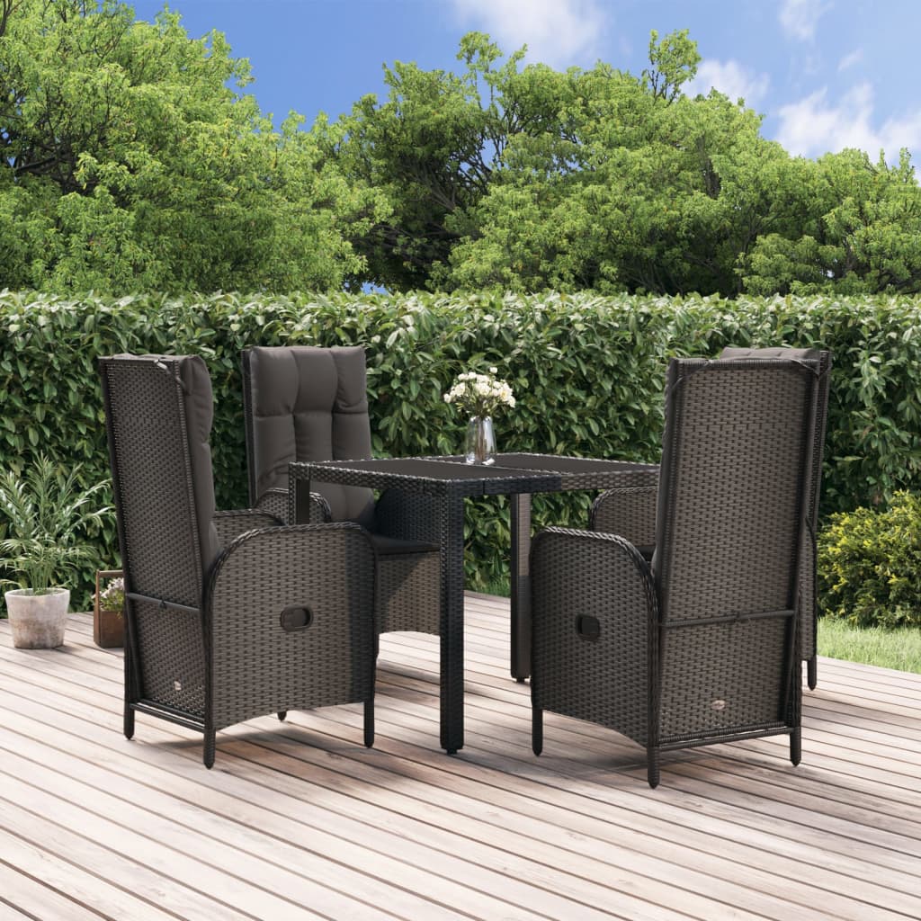 5-delige Tuinset met kussens poly rattan zwart Tuinsets | Creëer jouw Trendy Thuis | Gratis bezorgd & Retour | Trendy.nl