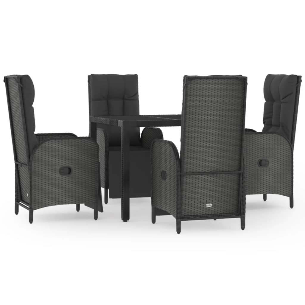 5-delige Tuinset met kussens poly rattan zwart Tuinsets | Creëer jouw Trendy Thuis | Gratis bezorgd & Retour | Trendy.nl