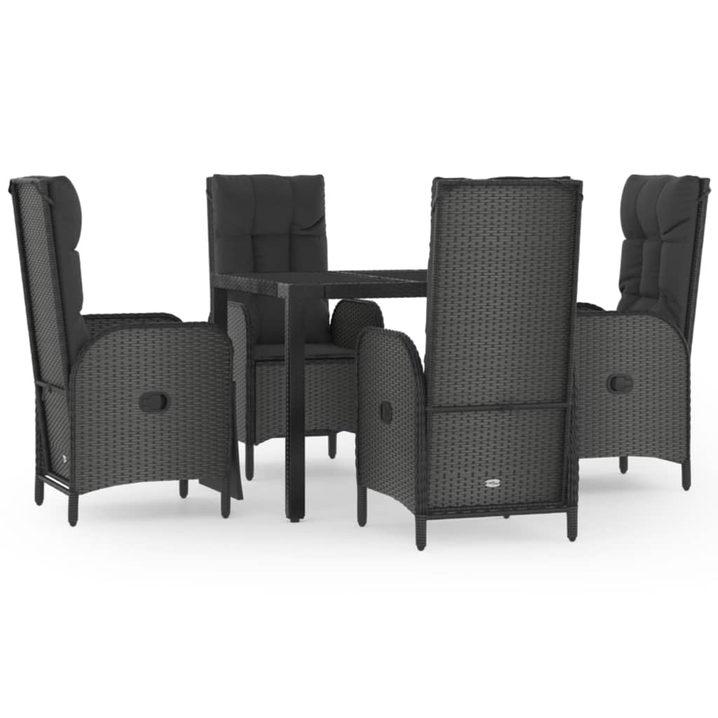 5-delige Tuinset met kussens poly rattan zwart Tuinsets | Creëer jouw Trendy Thuis | Gratis bezorgd & Retour | Trendy.nl