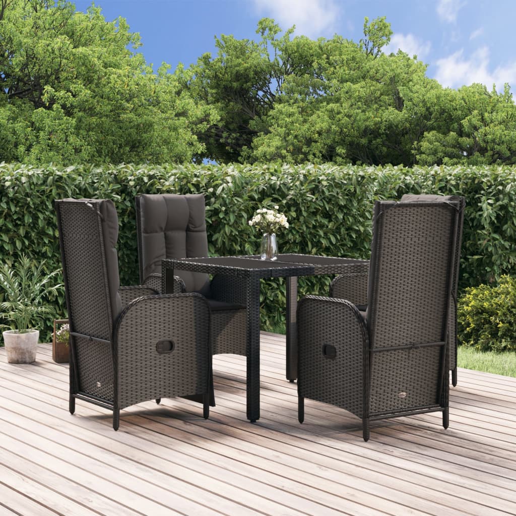 5-delige Tuinset met kussens poly rattan zwart Tuinsets | Creëer jouw Trendy Thuis | Gratis bezorgd & Retour | Trendy.nl