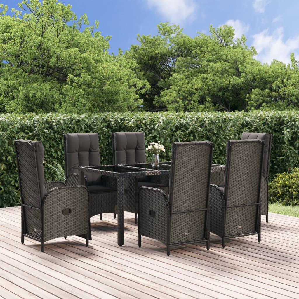 7-delige Tuinset met kussens poly rattan zwart Tuinsets | Creëer jouw Trendy Thuis | Gratis bezorgd & Retour | Trendy.nl