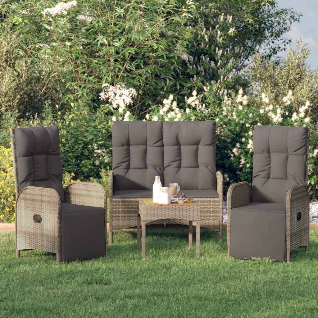 3-delige Tuinset met kussens poly rattan grijs Tuinsets | Creëer jouw Trendy Thuis | Gratis bezorgd & Retour | Trendy.nl