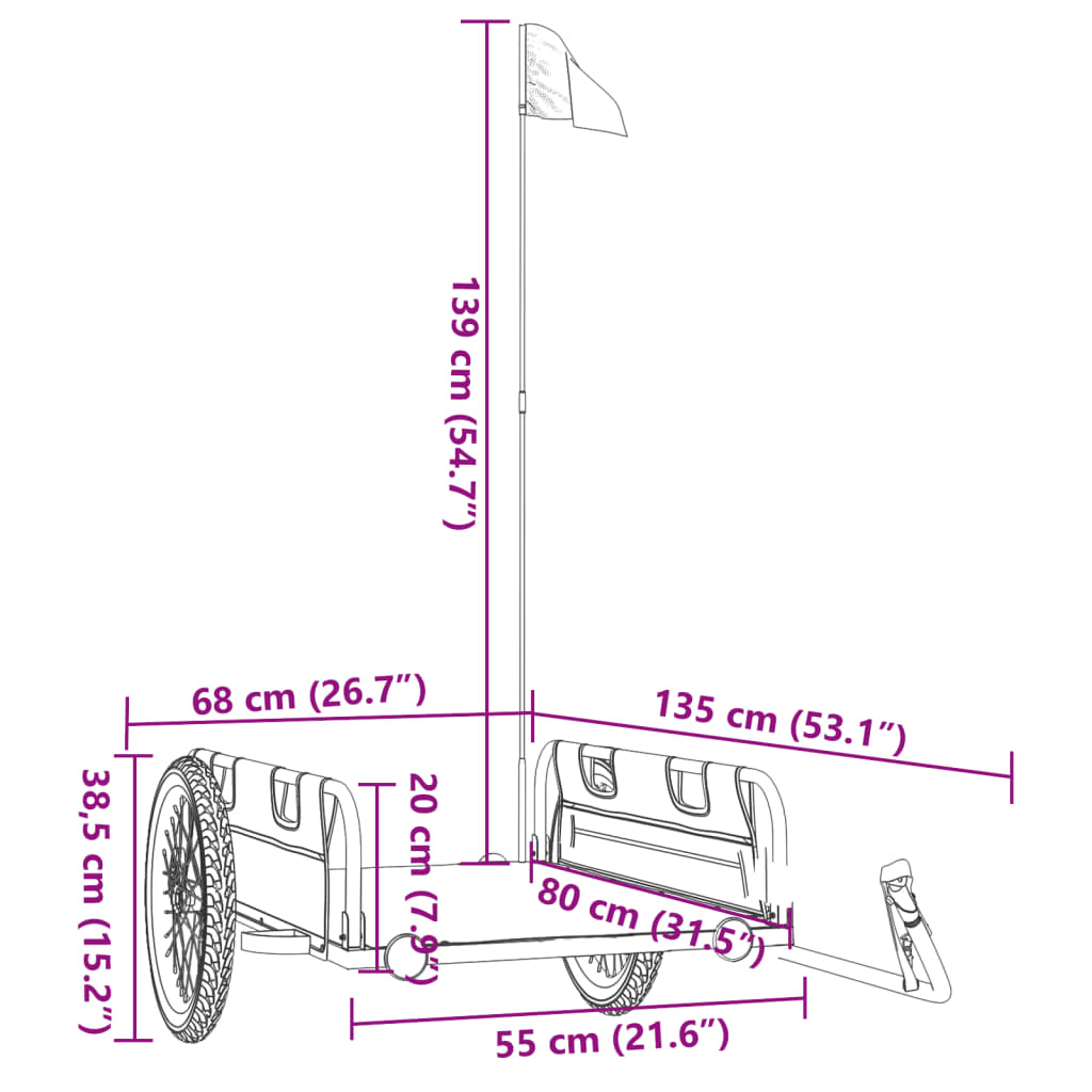 Fietstrailer oxford stof en ijzer groen