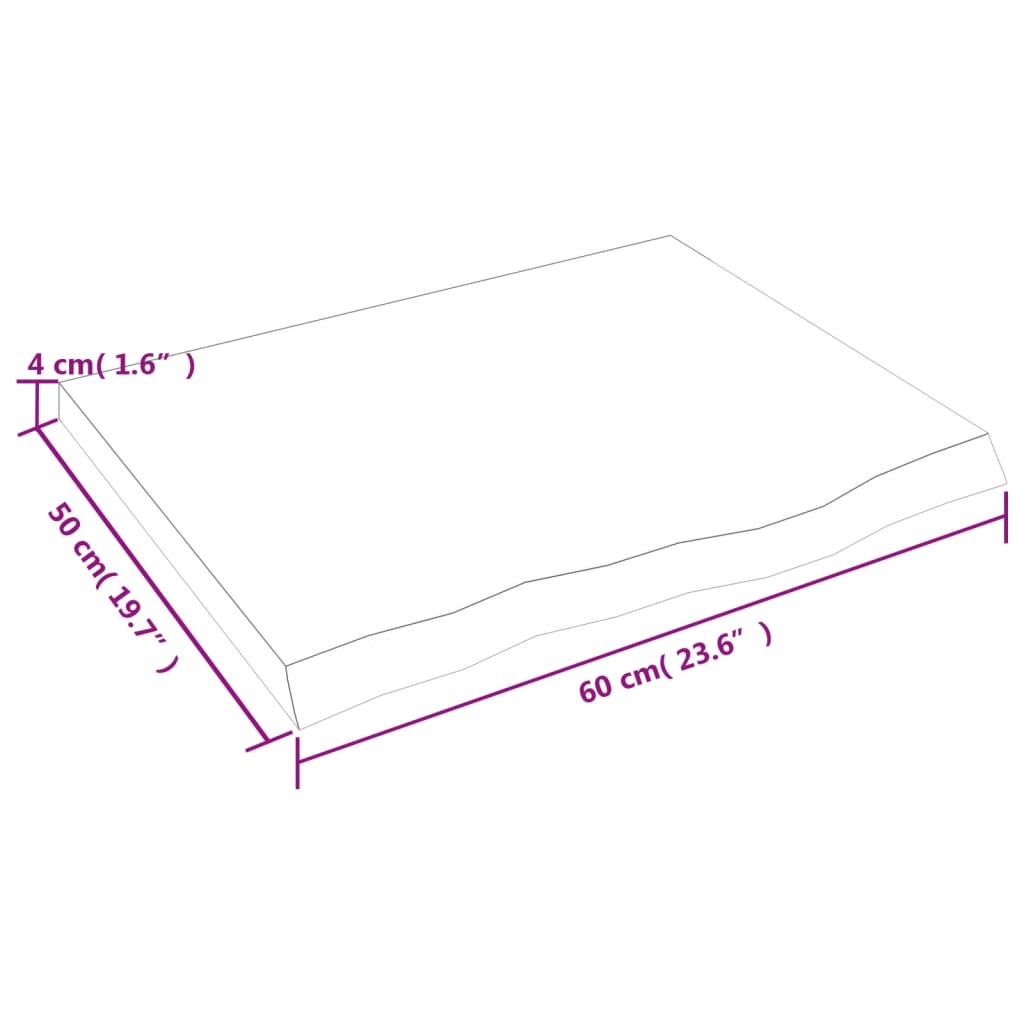 Wastafelblad 60x50x4 behandeld massief hout lichtbruin Aanrechtbladen | Creëer jouw Trendy Thuis | Gratis bezorgd & Retour | Trendy.nl