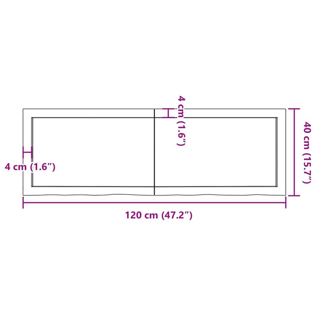 Wastafelblad 120x40x(2-6) cm behandeld massief hout donkerbruin Aanrechtbladen | Creëer jouw Trendy Thuis | Gratis bezorgd & Retour | Trendy.nl