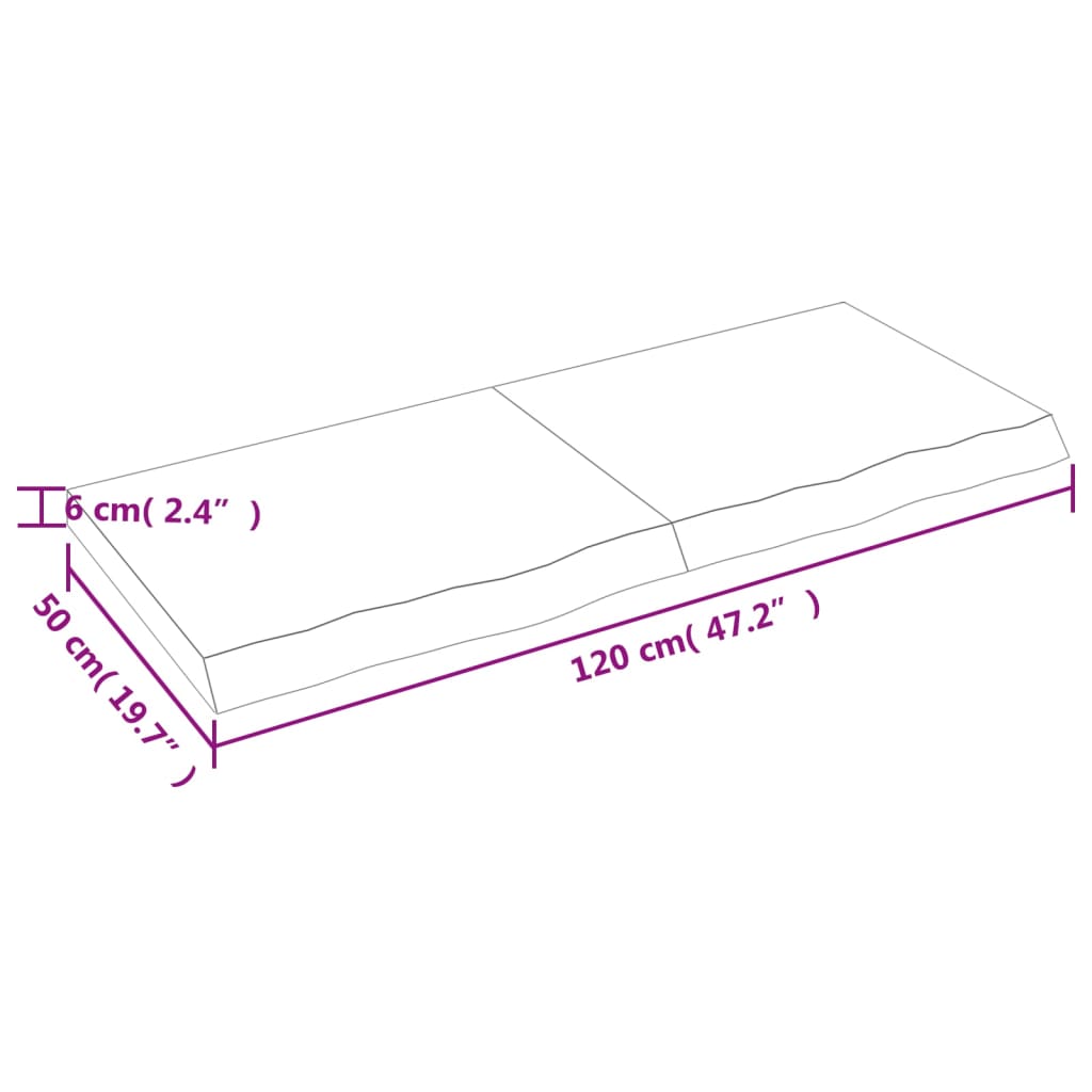 Wastafelblad 120x50x(2-6) cm behandeld massief hout donkerbruin Aanrechtbladen | Creëer jouw Trendy Thuis | Gratis bezorgd & Retour | Trendy.nl