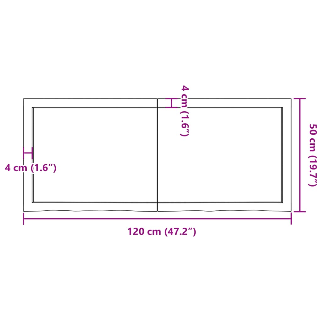 Wastafelblad 120x50x(2-6) cm behandeld massief hout donkerbruin Aanrechtbladen | Creëer jouw Trendy Thuis | Gratis bezorgd & Retour | Trendy.nl