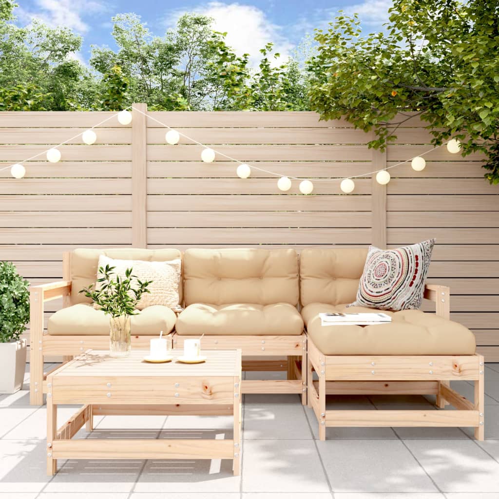 5-delige Loungeset met kussens massief hout Tuinsets | Creëer jouw Trendy Thuis | Gratis bezorgd & Retour | Trendy.nl