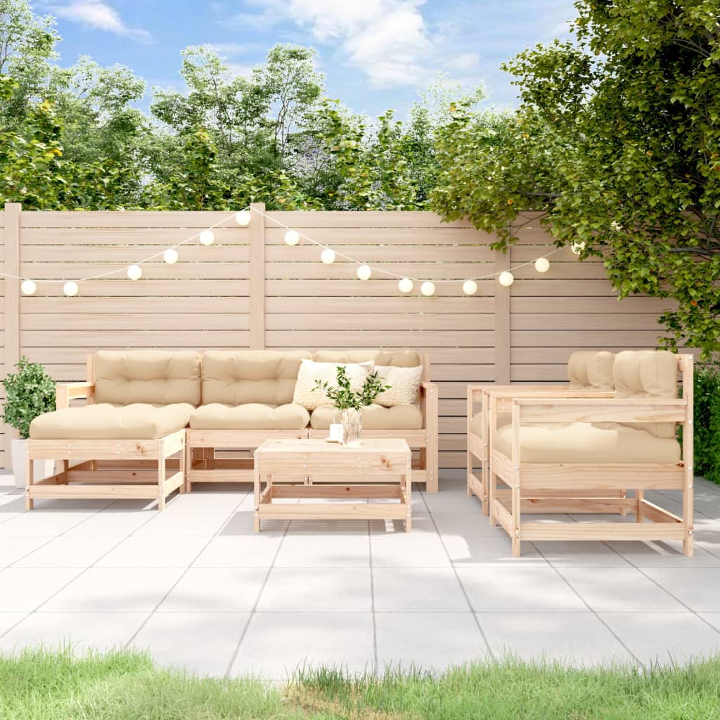 7-delige Loungeset met kussens massief teak Tuinsets | Creëer jouw Trendy Thuis | Gratis bezorgd & Retour | Trendy.nl