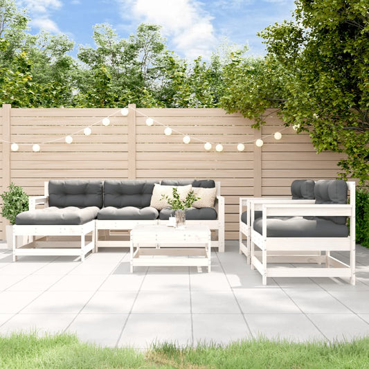 7-delige Loungeset met kussens massief hout wit Tuinsets | Creëer jouw Trendy Thuis | Gratis bezorgd & Retour | Trendy.nl